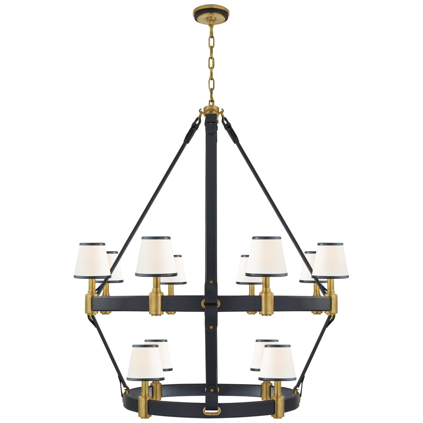 Riley Large Two Tier Chandelier - Navy Leather