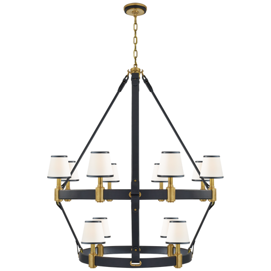 Riley Large Two Tier Chandelier - Navy Leather