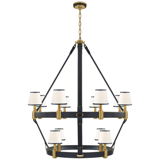 Riley Large Two Tier Chandelier - Navy Leather