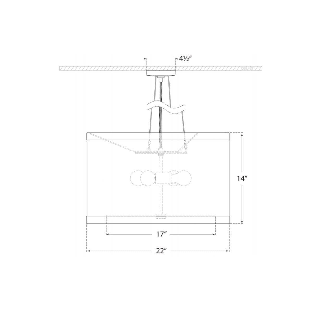 Walker Medium Hanging Shade - Diagram