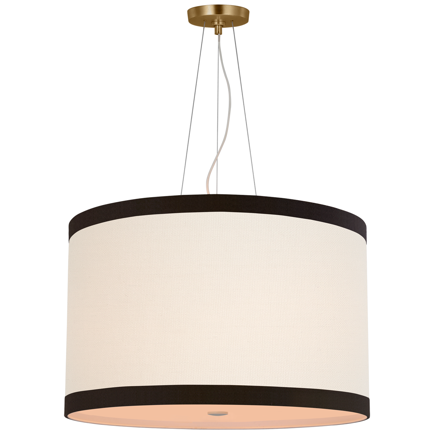 Walker Medium Hanging Shade - Gild Finish with Cream and Black Trim Linen Shade