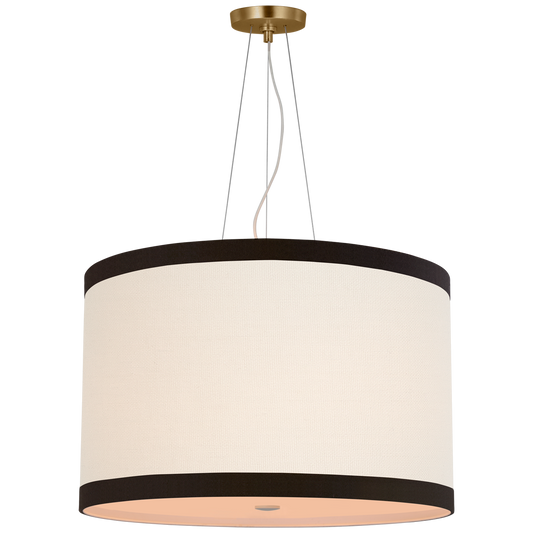 Walker Medium Hanging Shade - Gild Finish with Cream and Black Trim Linen Shade