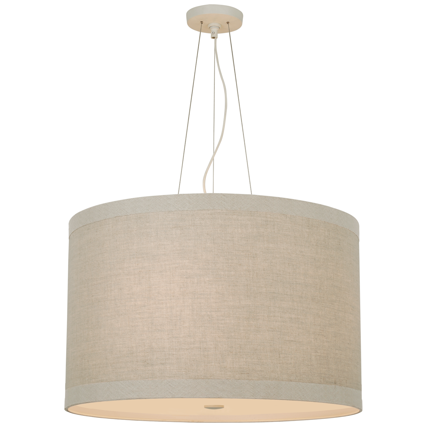 Walker Medium Hanging Shade - Light Cream Finish with Natural Linen Shade