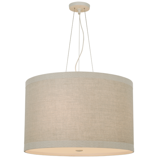 Walker Medium Hanging Shade - Light Cream Finish with Natural Linen Shade