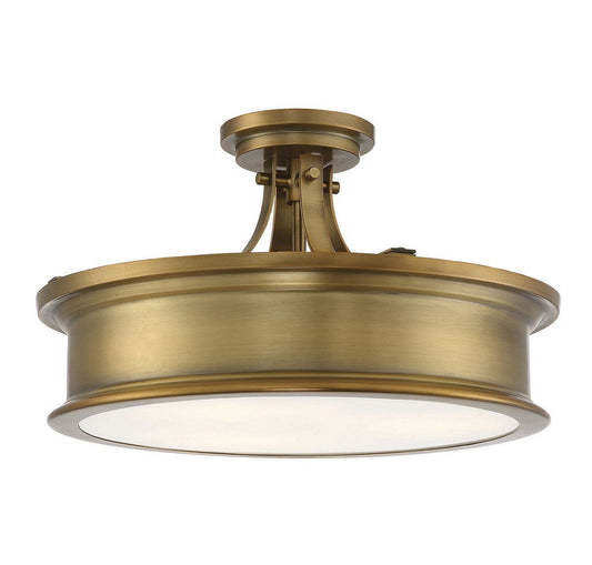 Watkins Semi-Flush Mount - Brass Finish