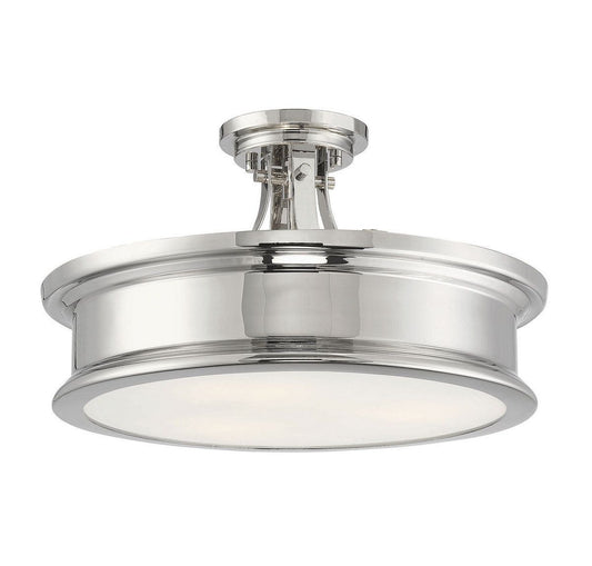 Watkins Semi-Flush Mount - Polished Nickel Finish