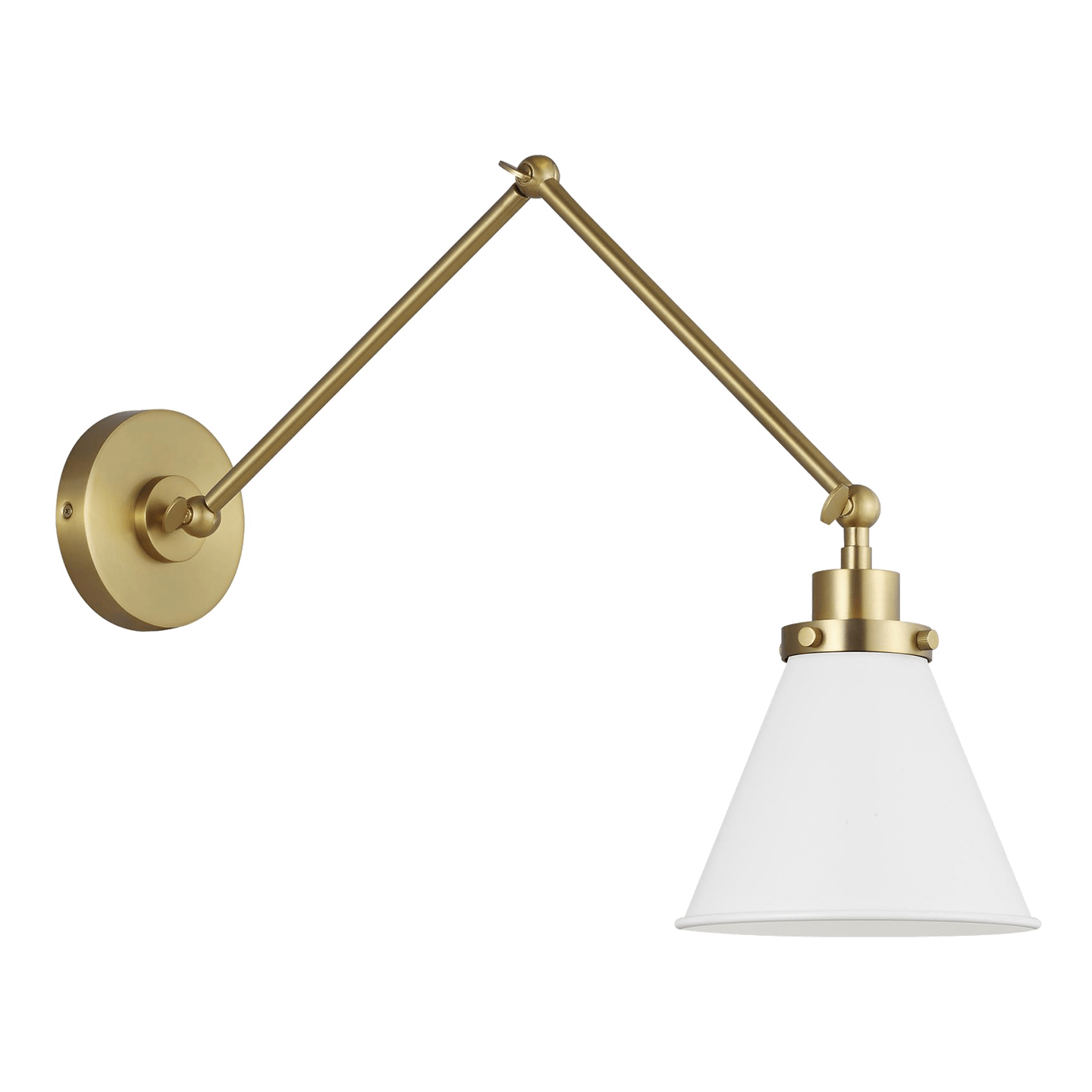 Wellfleet Double Arm Cone Task Sconce - Burnished Brass/Matte White Finish