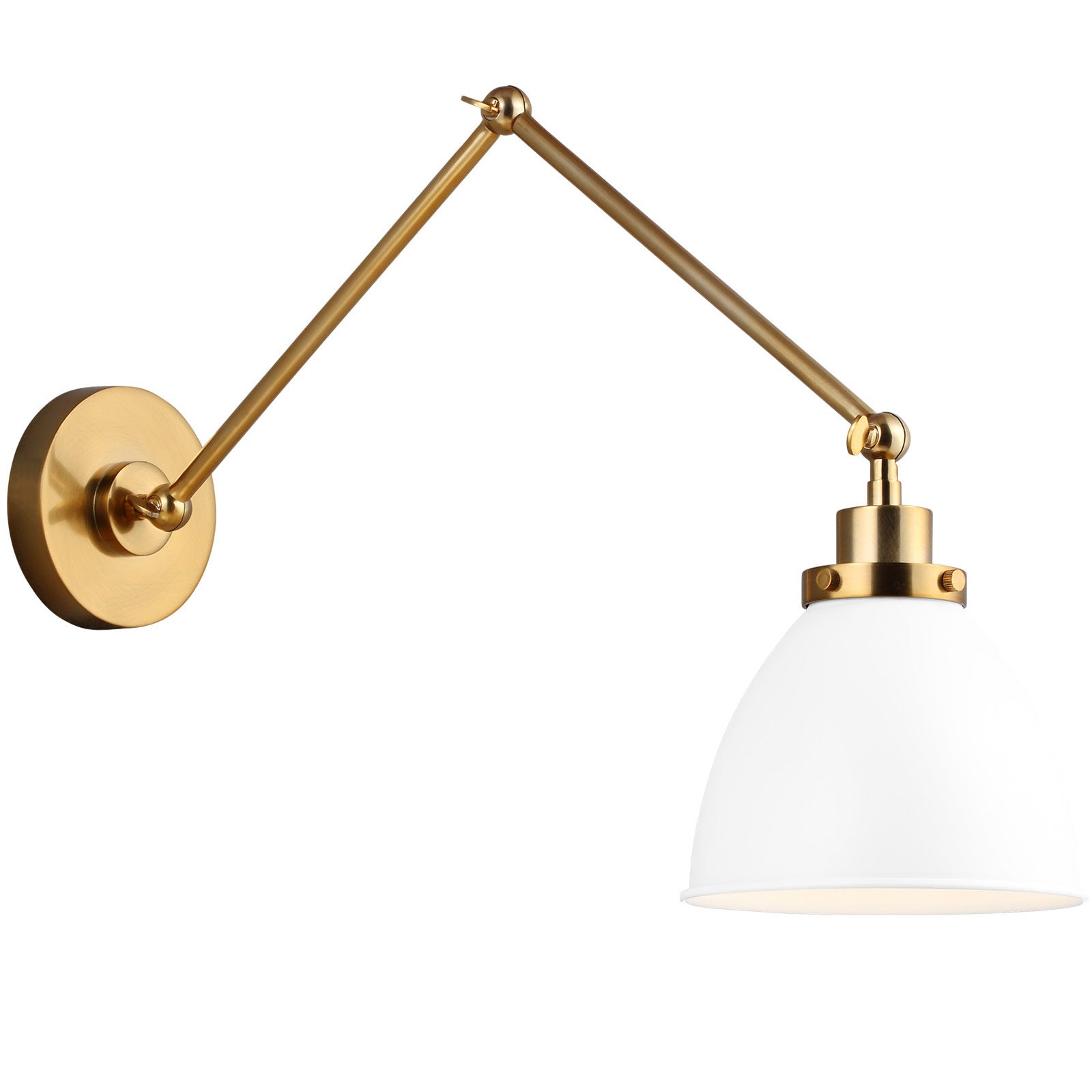 Wellfleet Double Arm Dome Wall Sconce - Matte White/Burnished Brass