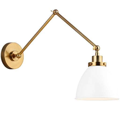 Wellfleet Double Arm Dome Wall Sconce - Matte White/Burnished Brass