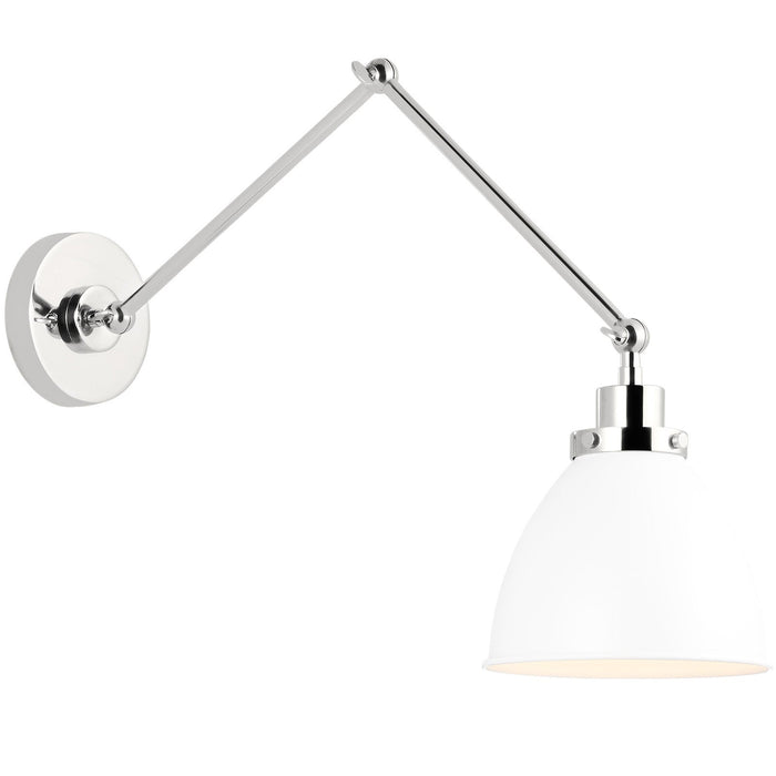 Wellfleet Double Arm Dome Wall Sconce - Matte White/Polished Nickel