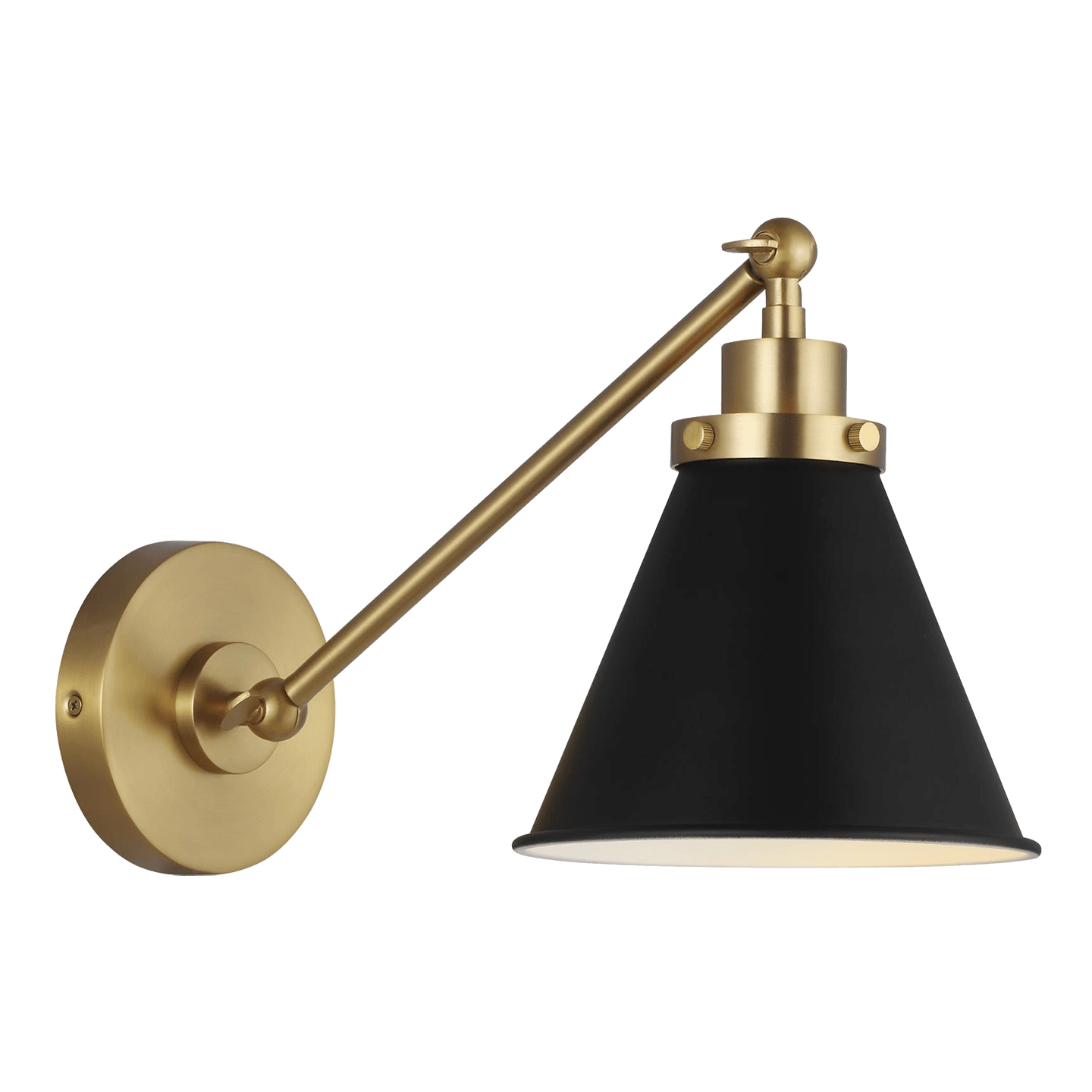 Wellfleet Single Arm Cone Task Sconce - Burnished Brass/Midnight Black Finish