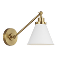 Load image into Gallery viewer, Wellfleet Single Arm Cone Task Sconce - Burnished Brass/Matte White Finish
