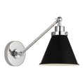 Load image into Gallery viewer, Wellfleet Single Arm Cone Task Sconce - Polished Nickel/Midnight Black Finish
