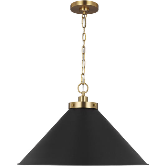 Wellfleet Wide Pendant - Midnight Black/Burnished Brass