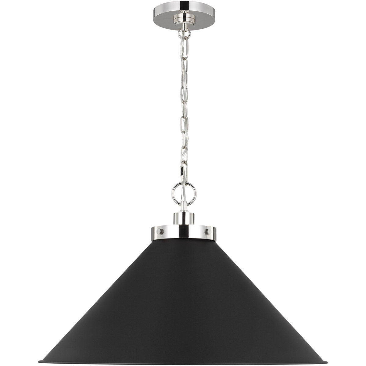 Wellfleet Wide Pendant - Midnight Black/Polished Nickel