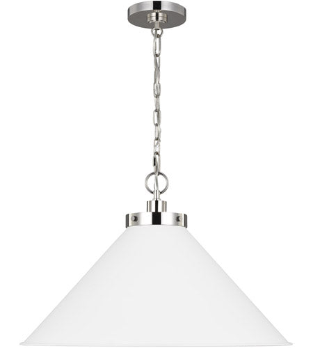 Wellfleet Wide Pendant - Matte White/Polished Nickel