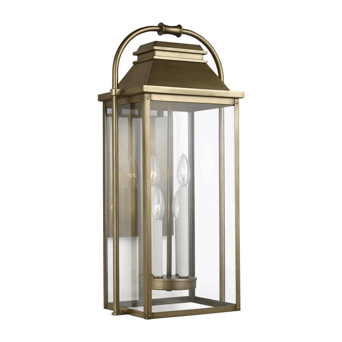 Wellsworth 4-Light Outdoor Wall Sconce - Patina Distressed Brass Finish