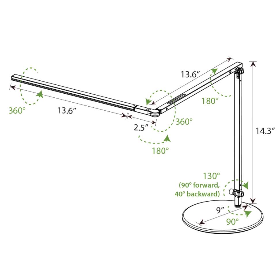 Z-Bar Slim LED Desk Lamp - Detail