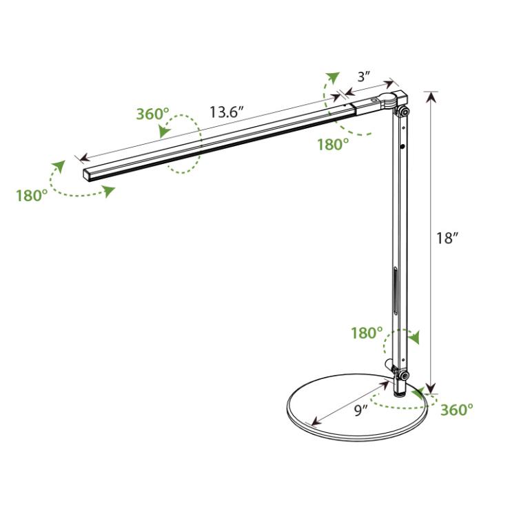 Z-Bar Solo LED Desk Lamp - Diagram