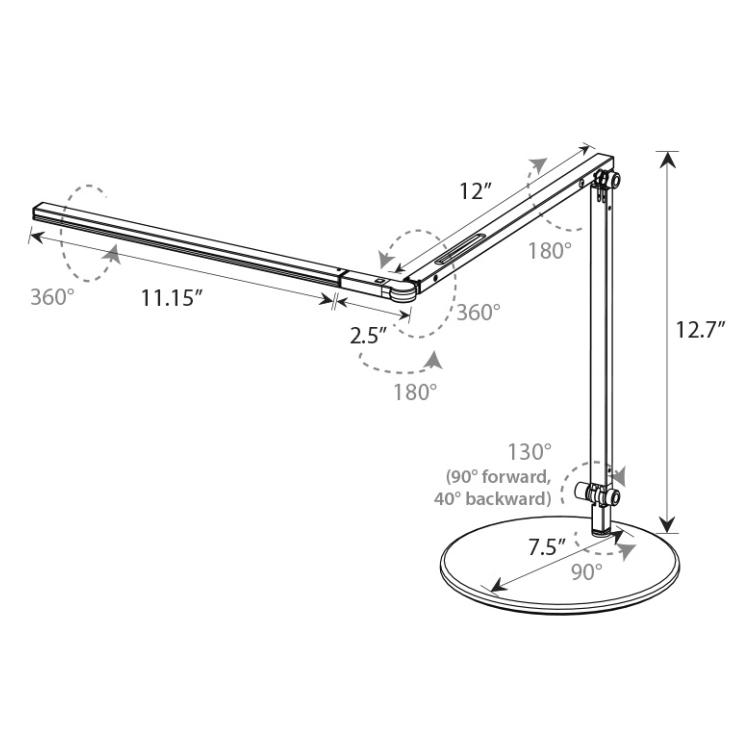 Z-Bar Mini LED Desk Lamp - Diagram