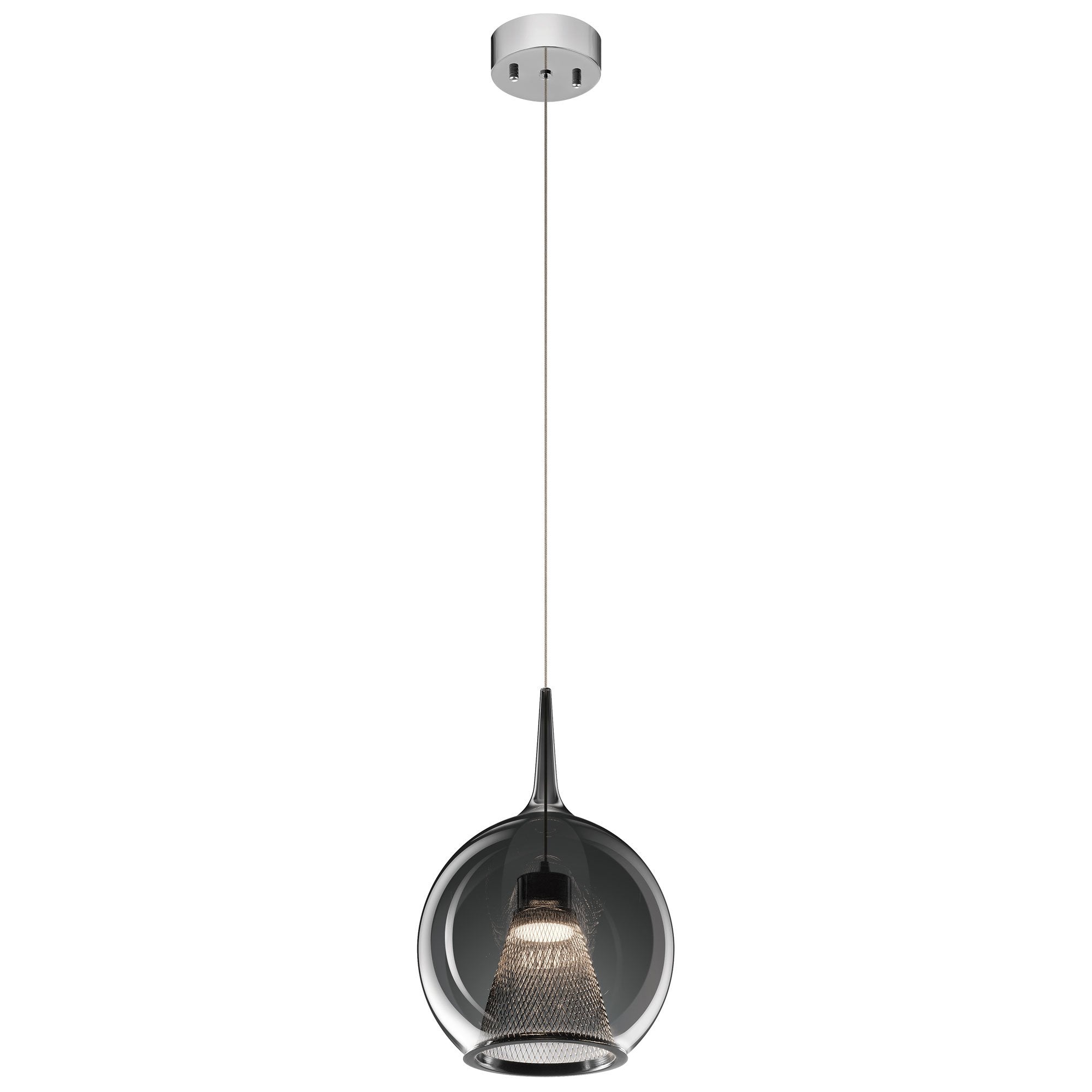 Zin Large Mini Pendant - Chrome & Smoke