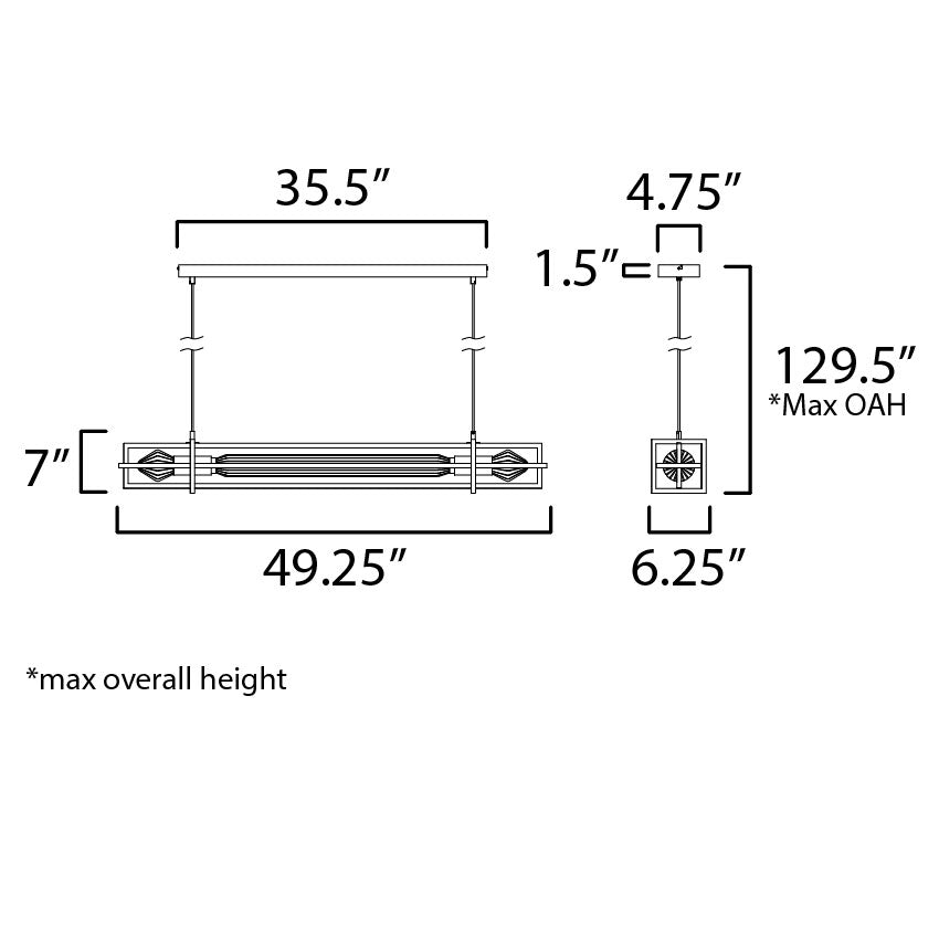 Zeppelin LED Linear Suspension Diagram