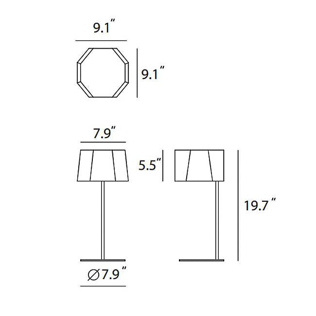 Zhe Table Lamp - Diagram
