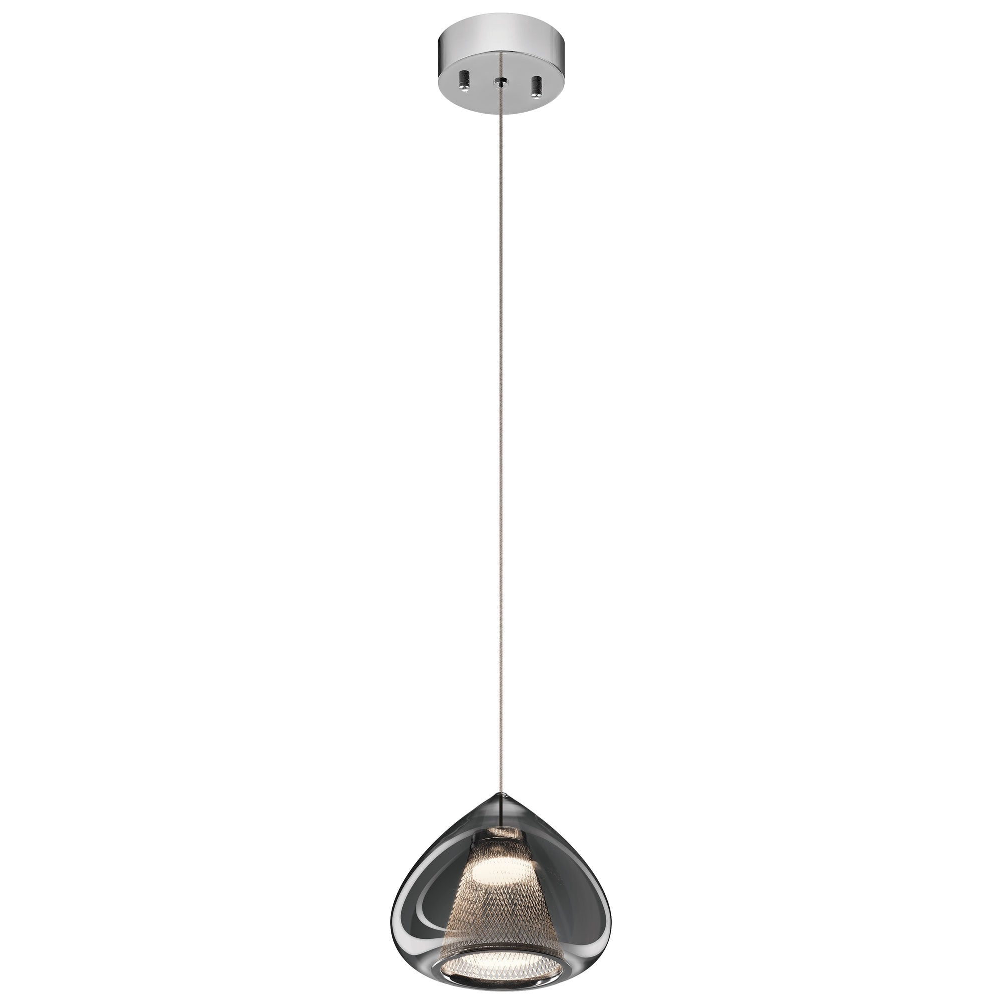 Zin Small Mini Pendant - Chrome & Smoke