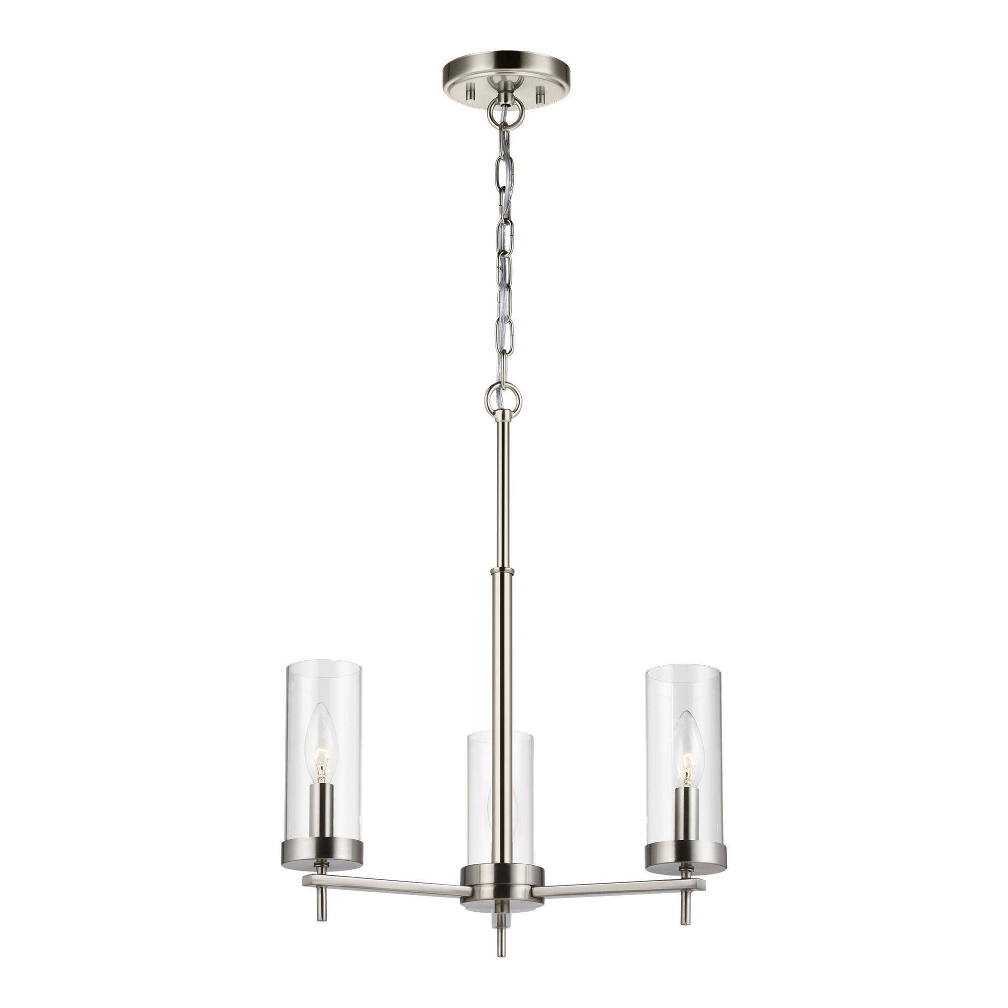 Zire 3-Light Chandelier - Brushed Nickel Finish