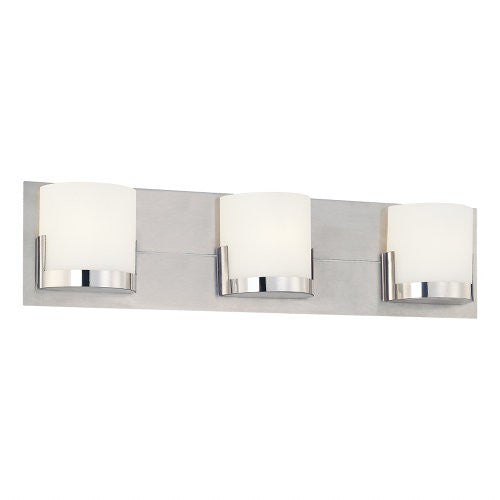 Convex 3-Light Bath Bar - Brushed Aluminum with Chrome Finish