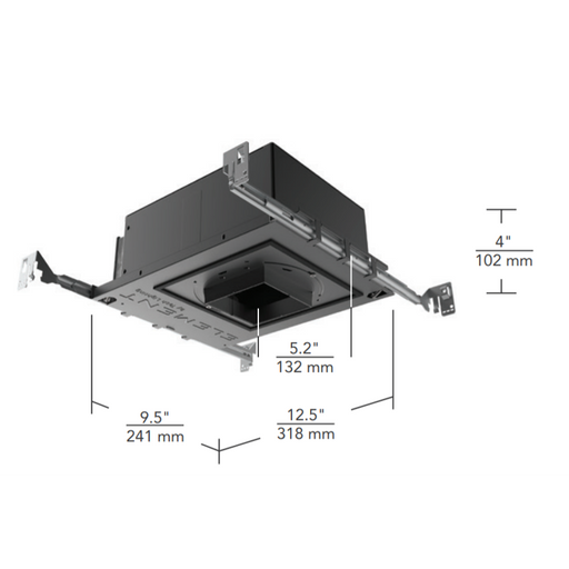 Element 3" Square Flangeless Fixed New Construction IC Housing