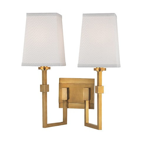 Fletcher 2 Light Wall Sconce - Aged Brass Finish