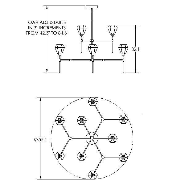 Hammerton Hedra Round LED Belvedere 2-Tier Chandelier