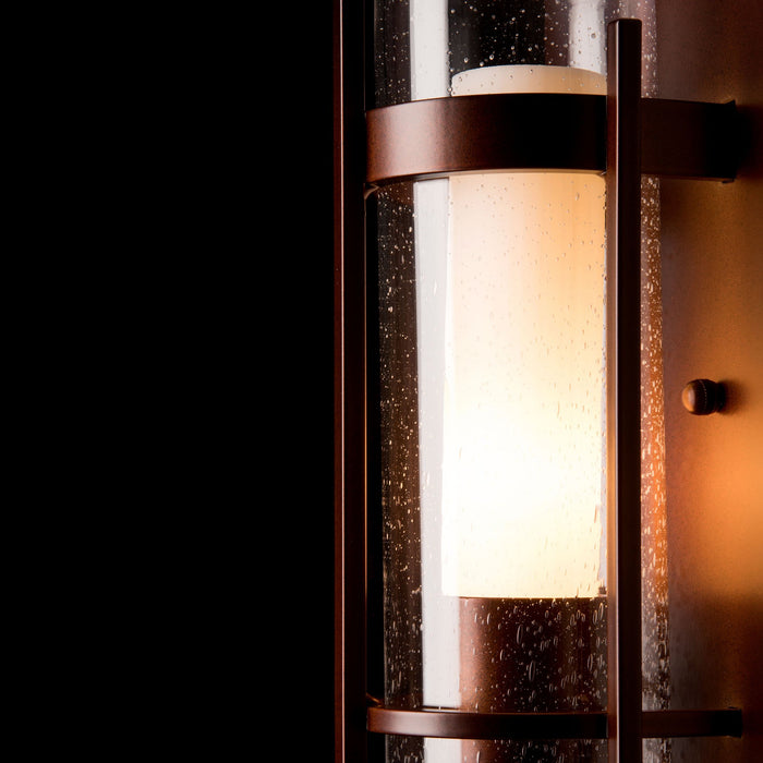 Hubbardton Forge Banded Seeded Glass Outdoor Wall Sconce with Top Plate
