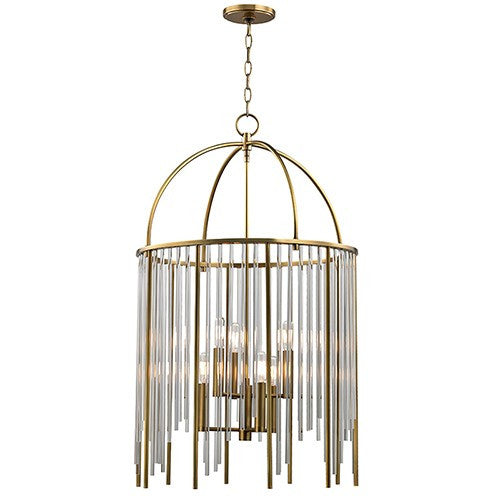 Lewis 6 Light Pendant Light - Aged Brass