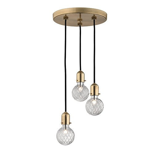 Marlow 3 Light Pendant - Aged Brass Finish