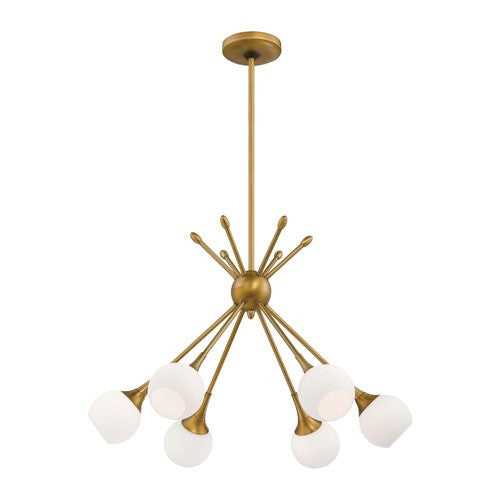 Pontil 6-Light Chandelier - Honey Gold Finish