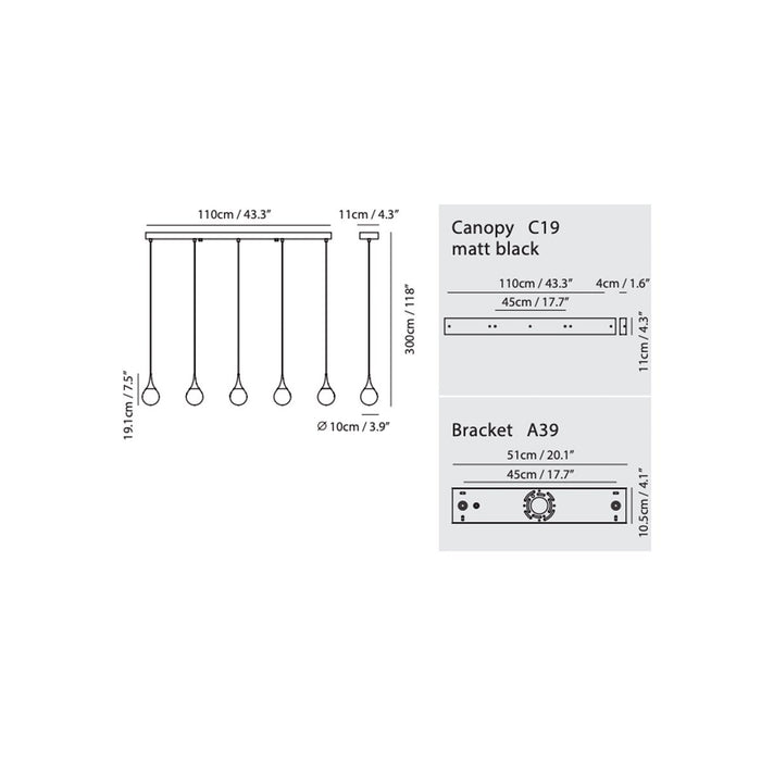 Seed Design Paopao L5 LED Linear Multi Light Pendant