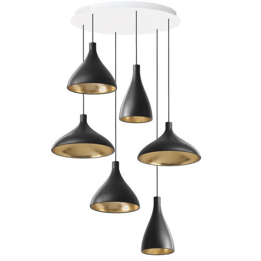 Swell 6-Light Chandelier - Black/Brass