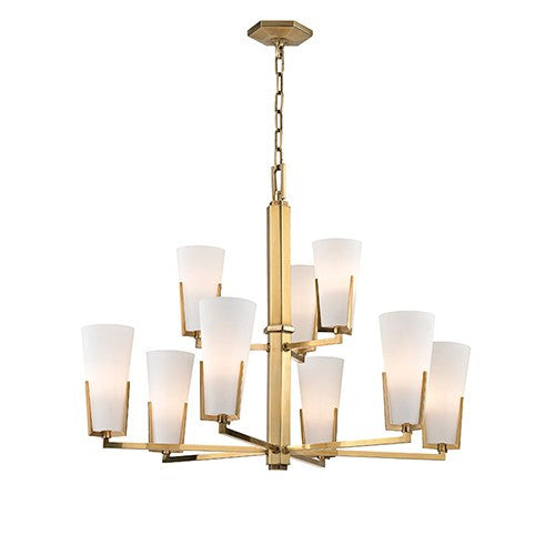 Upton 9 Light Chandelier - Aged Brass