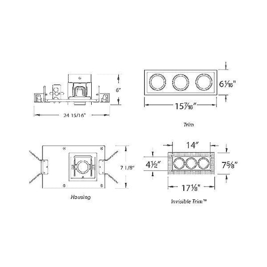 WAC 3 Light LED Precision Module Recessed Housing