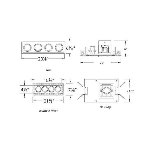 WAC 4 Light LED Precision Module Recessed Housing