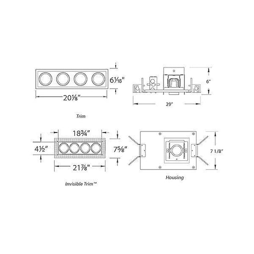 WAC 4 Light LED Precision Module Recessed Housing